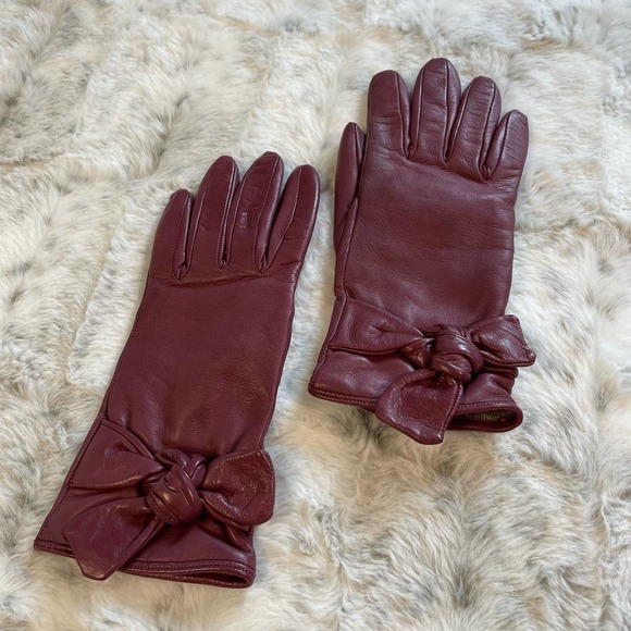 Vintage Gloves Mauve Pink Italian Leather 100% Cashmere Lining Size 6 - Picture 14 of 14